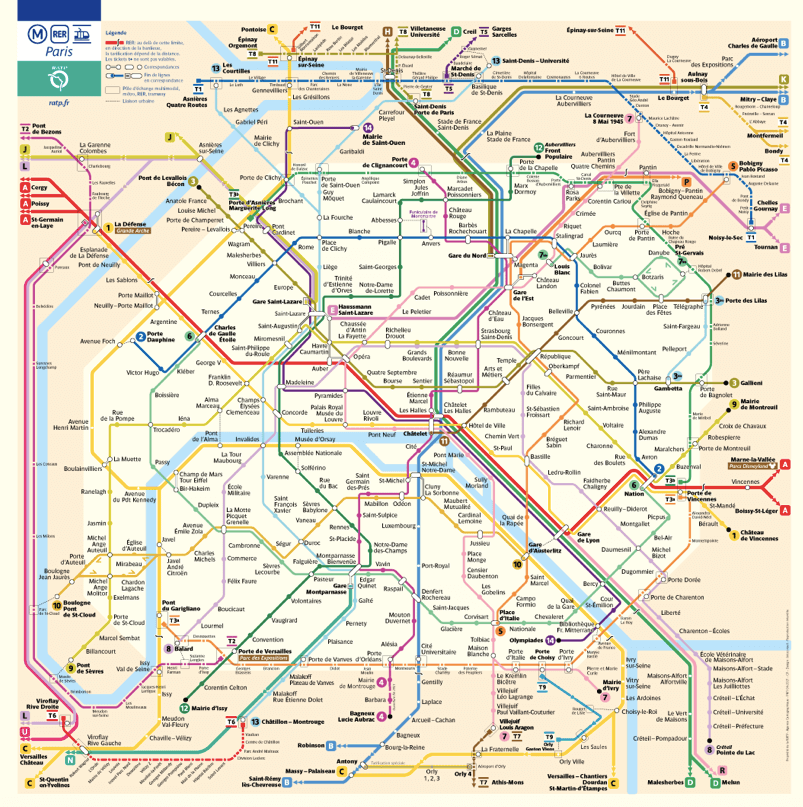 Mapa Paris Metrô